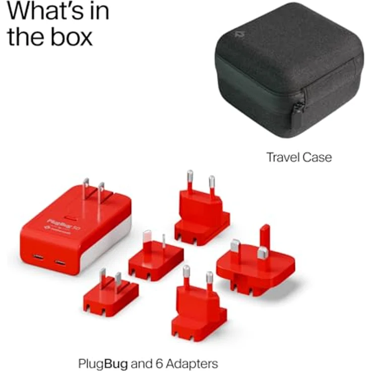 TwelveSouth PlugBug Travel 50W, USB-C-Ladegerät mit Find My, kompaktes Design, weiß-rot – Bild 9