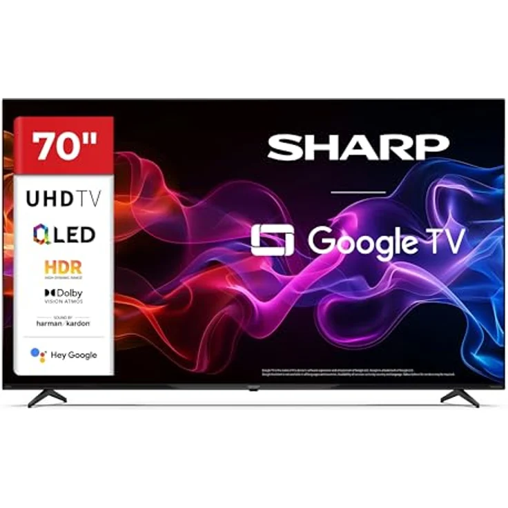 Sharp QLED TV 70HP5765E, 70 Zoll 4K UHD Smart Fernseher mit Google TV, Dolby Vision HDR, Dolby Atmos, Sound by Harman Kardon, Google Assistant und Triple-Tuner – Bild 1