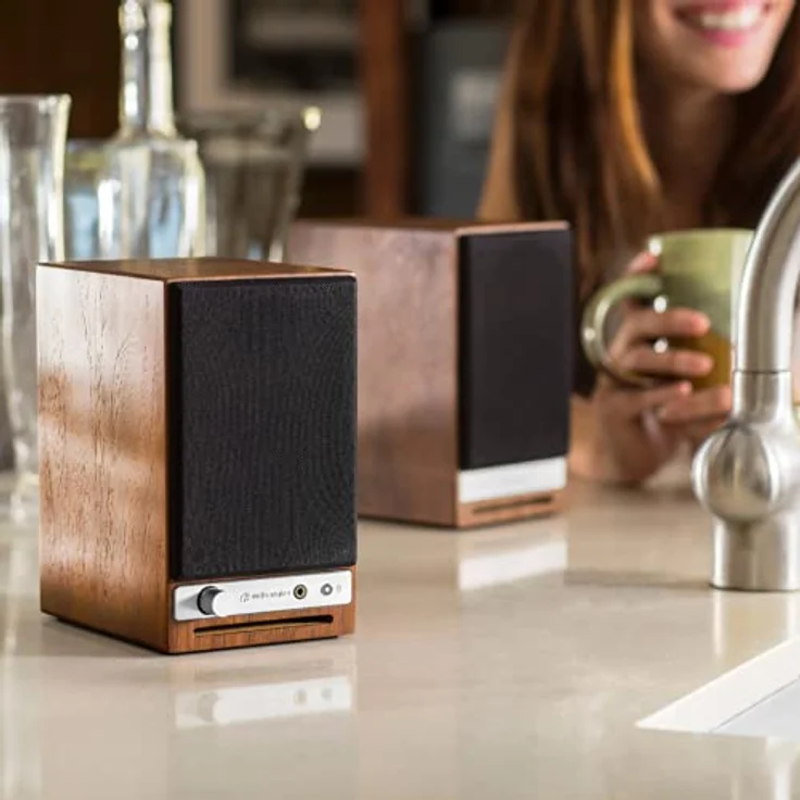 Audioengine HD3-WAL Powered Wireless Tischlautsprecher walnuss Regallautsprecher - 15 Watt - Walnuss – Bild 4
