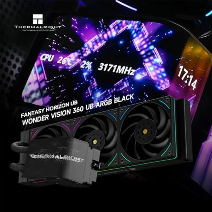 Thermalright Wonder Vision 360 UB ARGB, 360mm CPU Wasserkühler mit RGB-Beleuchtung, Schwarz – Bild 6