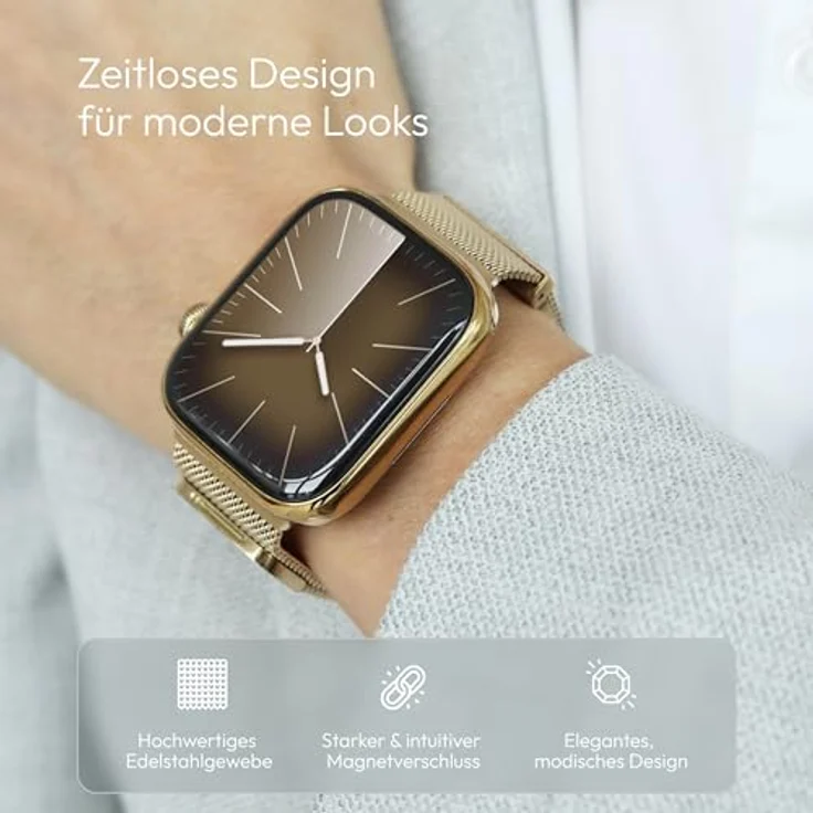 Vonmählen Milanese Loop 2 Armband für Apple Watch 44 | 45 | 46 | 49 mm, Gold, versandkostenfrei – Bild 2