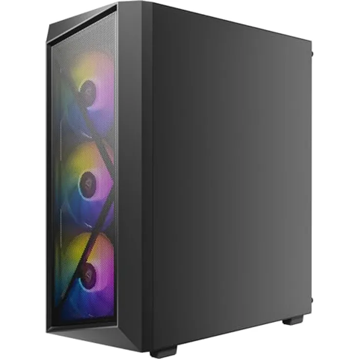 Antec AX67 ATX Mid-Tower Gehäuse, Schwarz, mit ARGB-Beleuchtung und gehärteter Glasscheibe, kompatibel mit ATX/ITX/Micro-ATX Motherboards, 3x 120mm Lüftern, inkludiert Staubfilter