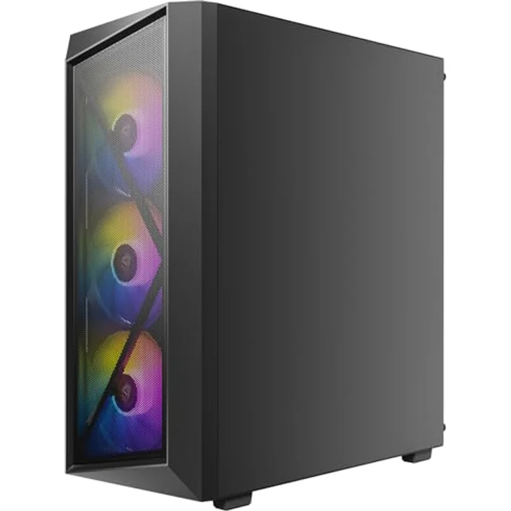 Antec AX67 ATX Mid-Tower Gehäuse, Schwarz, mit ARGB-Beleuchtung und gehärteter Glasscheibe, kompatibel mit ATX/ITX/Micro-ATX Motherboards, 3x 120mm Lüftern, inkludiert Staubfilter – Bild 1