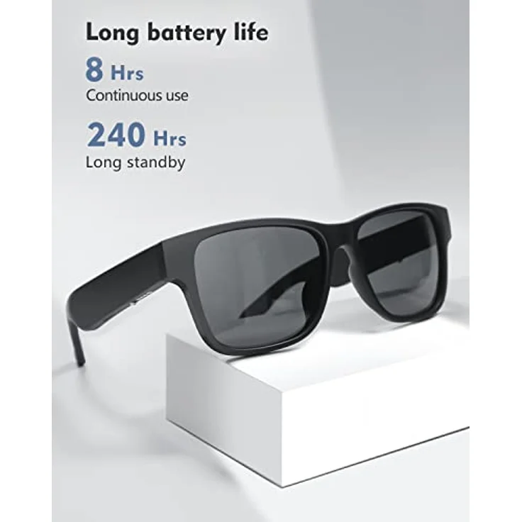 RUIMEN Smart Audio Sonnenbrille Mit Mikrofon Lautsprecher Polarisierten Brillengläsern Audiofunktion,Bluetooth Smart Sonnenbrille für Damen Herren,Hören Musik,Hände frei für Anruf Schwarz – Bild 5