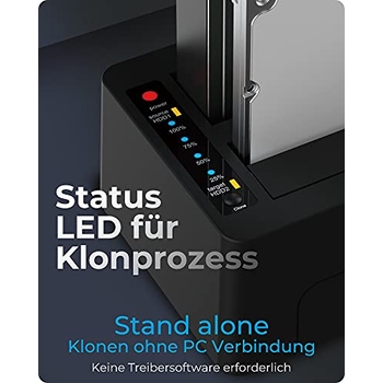 Station D'Accueil Double Baie ICY BOX IB-127CL-U3 - USB 3.0/USB-C - Clonage Hors Ligne - Pour HDD/SSD 2,5/3,5" - RGB