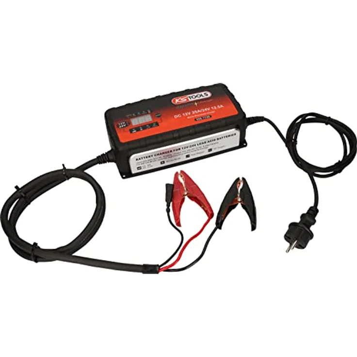 KS Tools 550.1745 Kfz-Ladegerät 25A, Mikroprozessor-gesteuerte Ladetechnologie für Bleisäure- und AGM-Batterien, Erhaltungsmodus – Bild 1