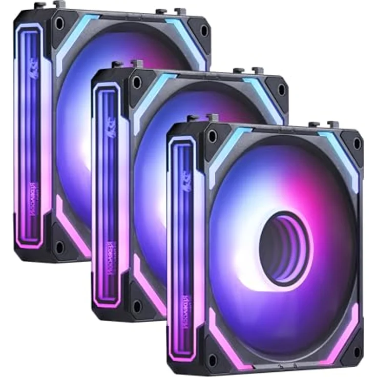 Redragon GCF012, 120 mm Gehäuselüfter mit Daisy-Chain-Anschluss, 5 V 3-polige ARGB-Beleuchtung, 4-poliger PWM-Lüfter, 3er-Pack für PC-Kühlung – Bild 1