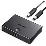 UGREEN USB 2.0 Switch 2-in-1, USB-Switch, 2 Eingänge und 1 Ausgang, mit 2 USB-Kabeln – Zum Teilen von USB-Geräten