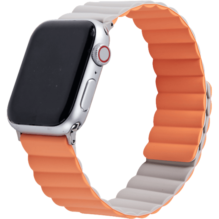 ISY ISB-2003, Ersatzband für Apple Watch 38-41mm, Silikon, Hellgrau und Hellorange