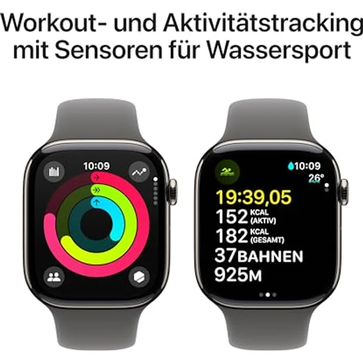 Apple Watch Series 10, 46 mm, GPS + Cellular, Titangehäuse Natur, Sportarmband Steingrau, M/L – Bild 4