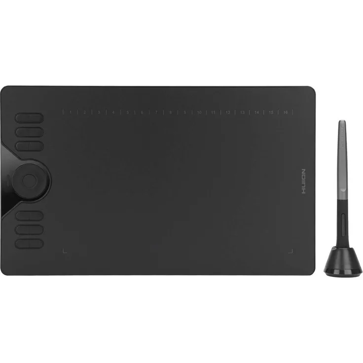 HUION HS610 Grafiktablett mit Touch-Ring, kompatibel mit Android 6.0+, 8192 Druckstufen, batterieloser Stift