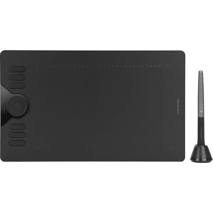 HUION HS610 Grafiktablett mit Touch-Ring, kompatibel mit Android 6.0+, 8192 Druckstufen, batterieloser Stift