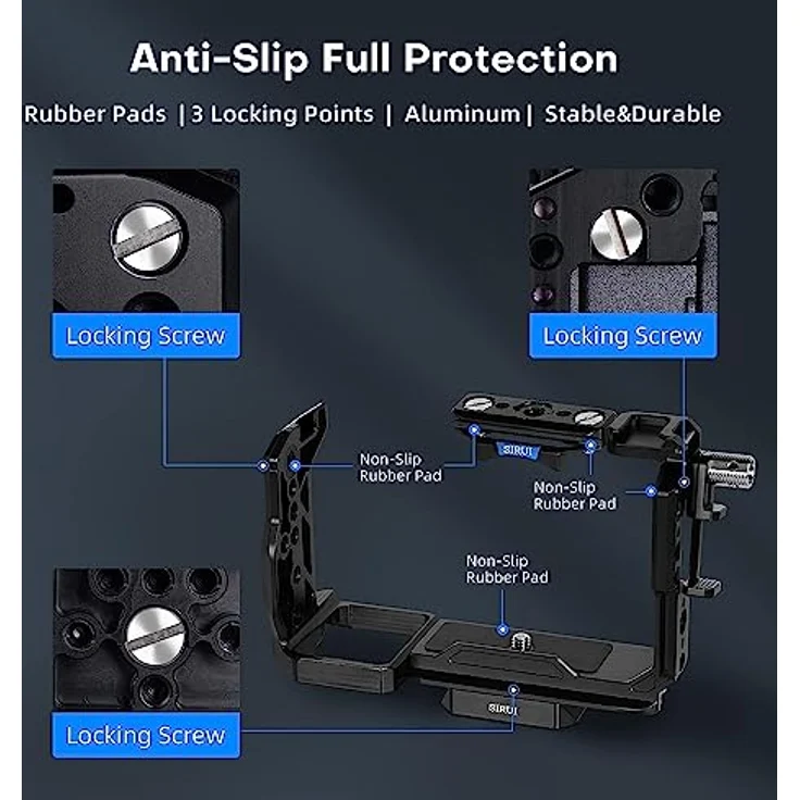 SIRUI Kamera Käfig Cage mit oberem Handgriff für Sony FX3/FX30, Kameragehäuse/Kamerakäfig mit Original XLR Handgriff, mit HDMI Kabelklemme, 1/4"-20 Gewindebohrungen, ARRI 3/8"-16 Aufnahmebohrungen – Bild 4