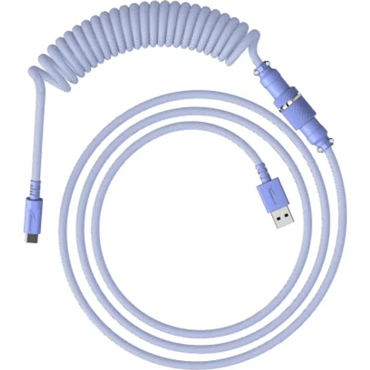 HyperX Spiralkabel – langlebiges Spiralkabel, stilvolles Design, 5-poliger Piloten-Stecker, USB-C auf USB-A – Hellviolett – Bild 1