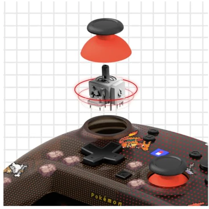 HORI PAD Turbo Wireless Controller - Pokémon Pixel Red - Ergonomischer Controller mit TMR-Sticks, Gyro-Sensoren und programmierbaren Rücktasten für Nintendo Switch 2 – Bild 5