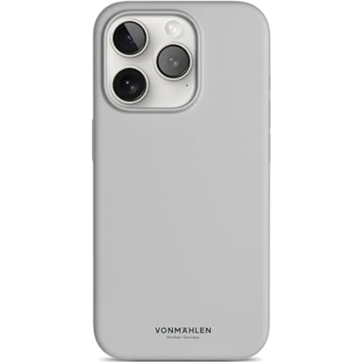 VONMÄHLEN ECO SILIKON CASE - Die nachhaltige magnetische Silikonhülle (Hellgrau, iPhone 15 Pro)