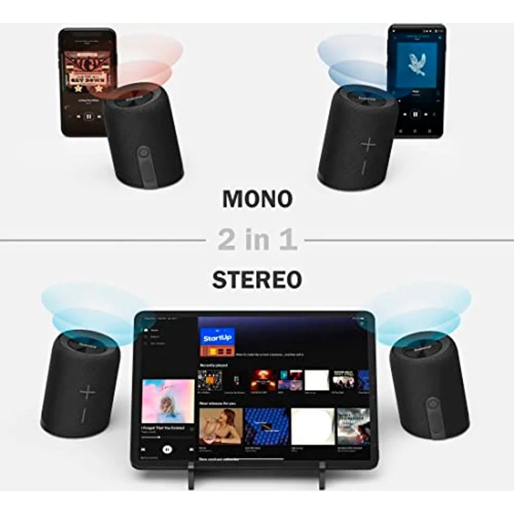 Hama 2in1 Bluetooth-Lautsprecher-Set Twin 3.0 wasserdicht 30W (teilbares Speaker-Set kabellos, 2 tragbare Bluetooth-Boxen, schwimmende Musikbox wasserfest IP67, 10h Akku, True Wireless Stereo) schwarz – Bild 4