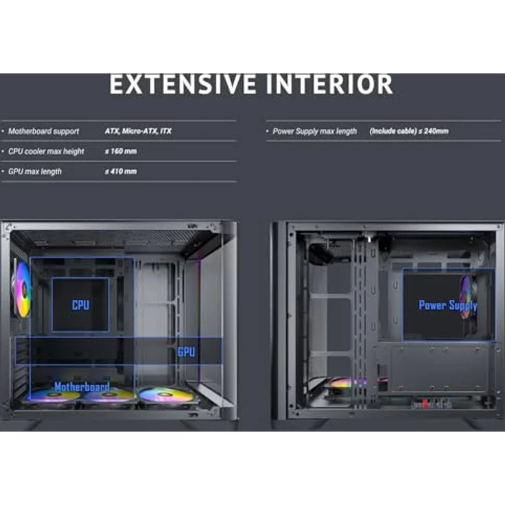 Antec Geh C5 Curve ARGB Midi Tower, PC Gehäuse in schwarz mit RGB-Beleuchtung – Bild 14