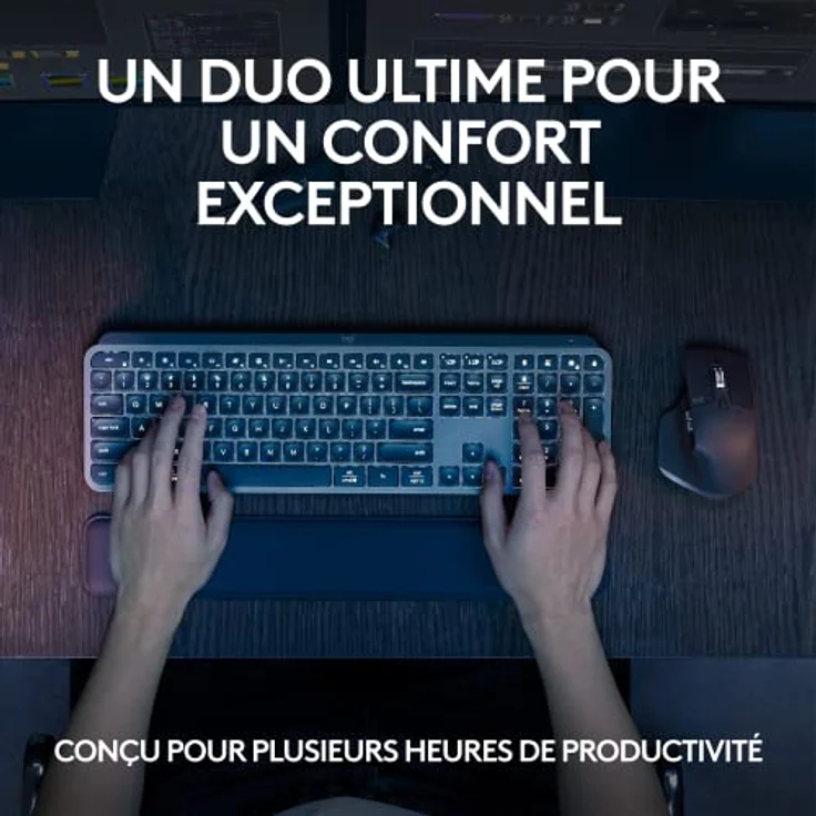 Logitech MX Keys S Combo: MX Master 3S, MX Keys S & MX Palm Rest- Graphit, Französisches AZERTY-Layout – Bild 2