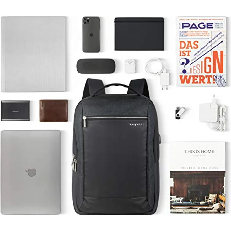 bugatti Sera Rucksack, RFID-Schutz, 45cm Laptopfach, anthrazit, 100% Polyethylen – Bild 6