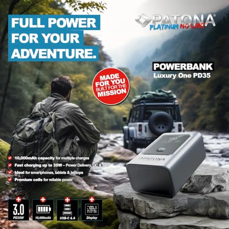 PATONA Platinum Powerbank Luxury One, 10.000mAh, PD35W, 2x USB-C & 1x USB-A, Sicherheitsfunktionen gegen Überladung & Kurzschluss – Bild 5