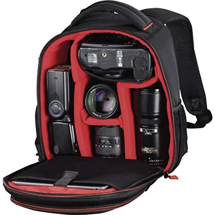 'Hama Miami Rucksack schwarz, rot ? Bezug (Rucksack, Universal, schwarz, rot, Polyester, staubgeschützt, spritzwassergeschützte, 25,6 cm (10.1)) – Bild 6