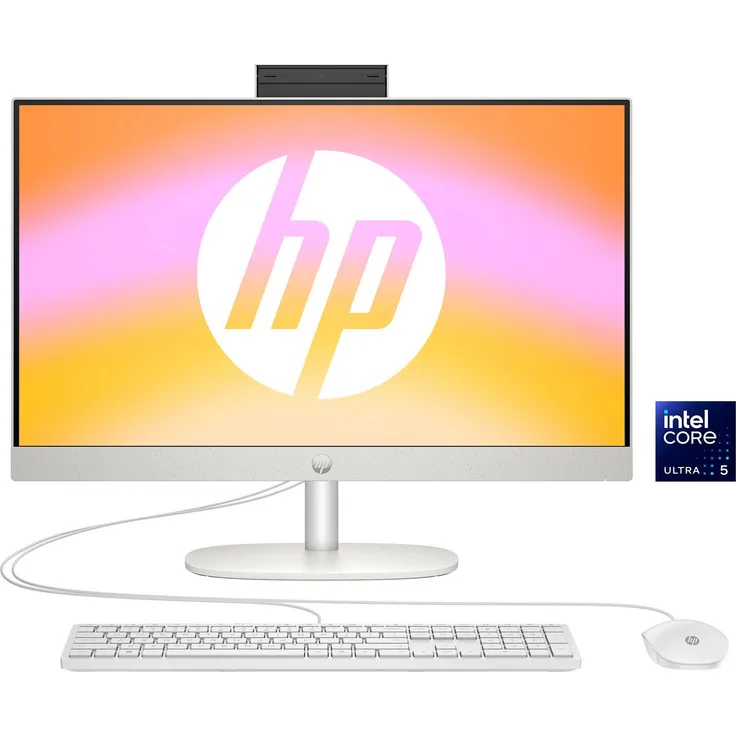 HP 24-cr1201ng All-in-One PC, 23,8 Zoll, Intel Core Ultra 5 125U, 16 GB RAM, 512 GB SSD, Shell White