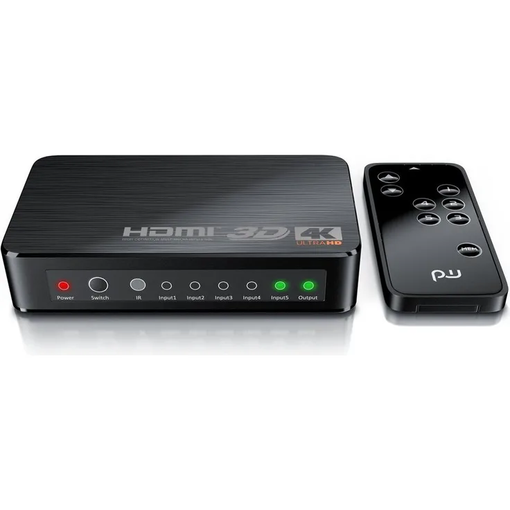 Primewire Audio / Video Matrix-Switch, 5-Port Ultra HD 4K HDMI Umschalter mit Fernbedienung - 5x IN/1x OUT - UHD 2160p Auflösung (60Hz) - Schwarz - Preisvergleich