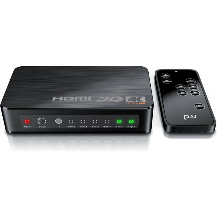 Primewire Audio / Video Matrix-Switch, 5-Port Ultra HD 4K HDMI Umschalter mit Fernbedienung - 5x IN/1x OUT - UHD 2160p Auflösung (60Hz) - Schwarz - Preisvergleich
