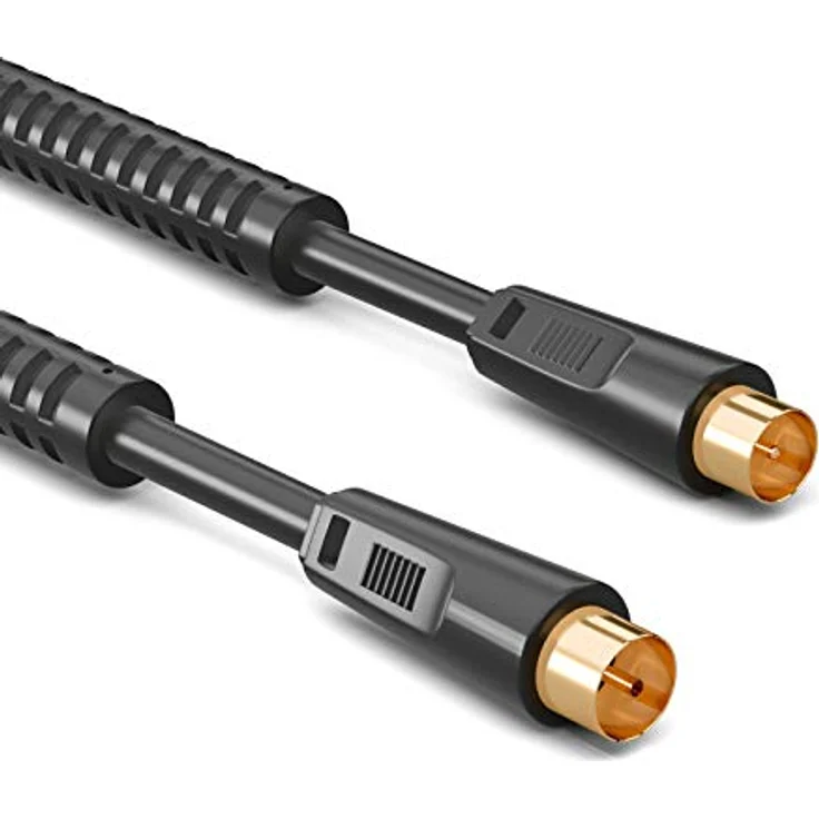 1m HB-DIGITAL HDTV Antennenkabel Anschlusskabel Koax Stecker auf Buchse vergoldet Koaxialkabel mit Mantelstromfilter mit 2x Ferritkern Schwarz – Bild 5