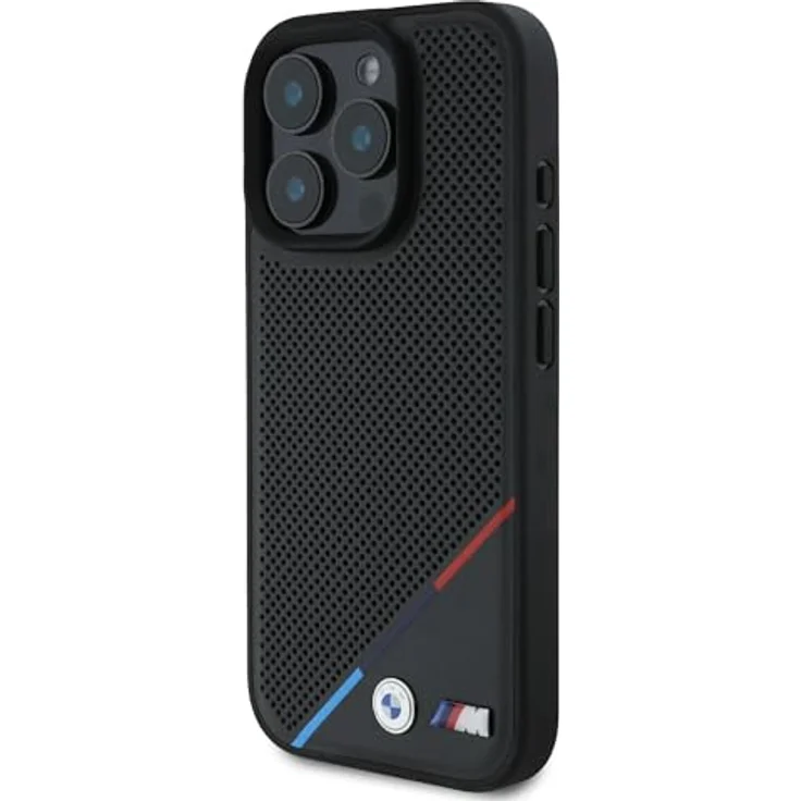 BMW BMHMP16L23PUPDK iPhone 16 Pro Hardcase, perforiert mit Tricolor Line und MagSafe, schwarz – Bild 2