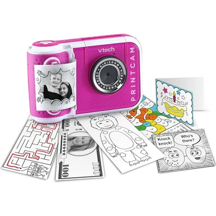 Vtech KidiZoom Print Cam pink, Digitalkamera mit eingebautem Thermodrucker und 110 Druckvorlagen – Bild 1