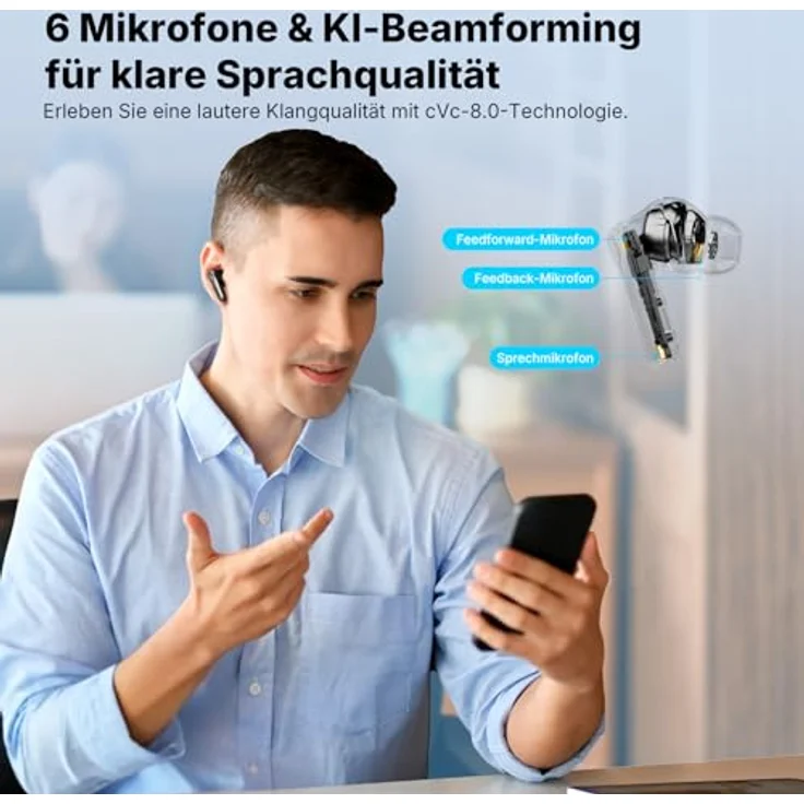 EarFun Air Pro 4+ Bluetooth Kopfhörer, Noise Cancelling, Hi-Res Audio, 54 Std. Akku, Multipoint, IP55, schwarz – Bild 7