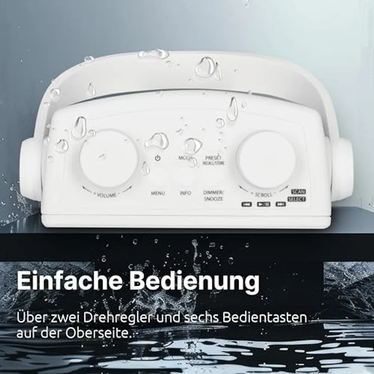 TechniSat DIGITRADIO 30 - wasserdichtes DAB+ Duschradio, weiß mit integriertem Akku, Bluetooth und Favoritenspeicher – Bild 4