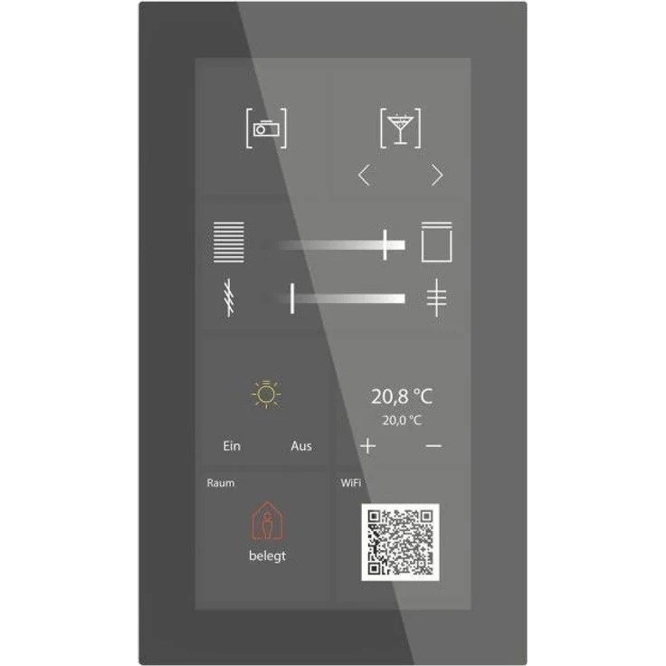 MDT BE-GTSP6TS.01S Glas Touch Smart Plus, 6 Zoll Smart Home Hub für KNX-Bussysteme, Schwarz