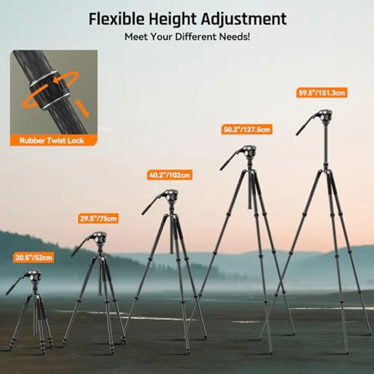 SIRUI Europe Sportich SP024 + B5X, Carbon Dreibeinstativ 1/4 Zoll, Arbeitshöhe 31 - 159 cm, leicht und stabil für Outdoor-Beobachtungen – Bild 5