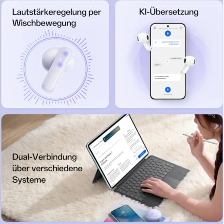 OPPO Enco Air5s, True Wireless Stereo (TWS) Kopfhörer, 20 - 20000 Hz, 13,4 mm Basslautsprecher, Weiß – Bild 6