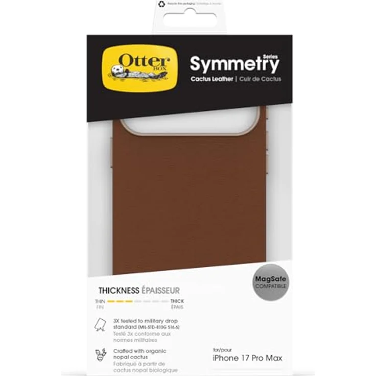 OtterBox Symmetry Series Cactus Leather MagSafe Hülle für iPhone 17 Pro Max, stoßfest, 3X Militärstandard, Braun – Bild 5