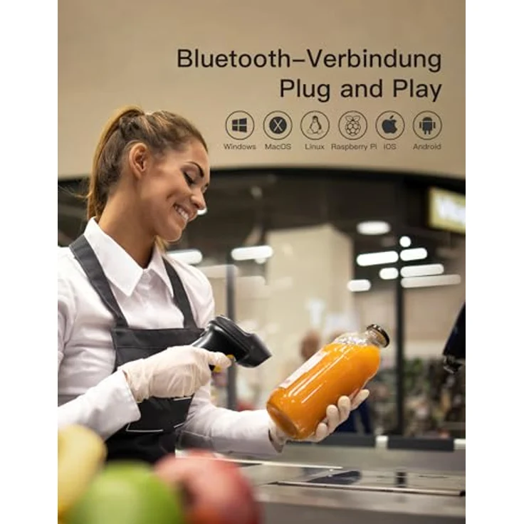 Inateck BCST-72, Kabelloser 2D Barcode Scanner mit Bluetooth, AI APP & SDK, 180 Tage Standby, schnelles Scannen, Schwarz – Bild 5