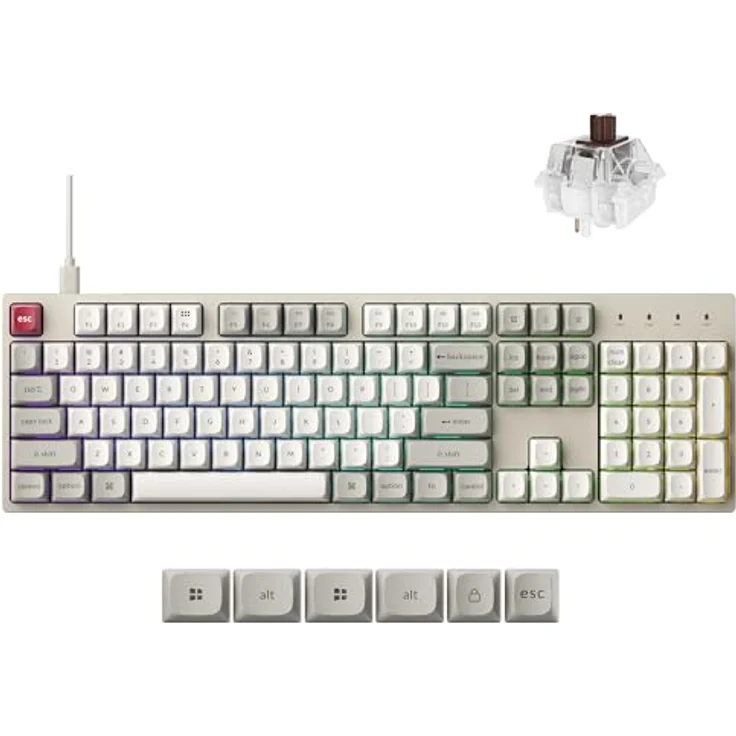 Keychron C2 Pro 8K, Kabelgebundene Mechanische Tastatur mit RGB Backlight, Hot-swappable, QWERTY US Layout, Keychron Super Brown Switch – Bild 1