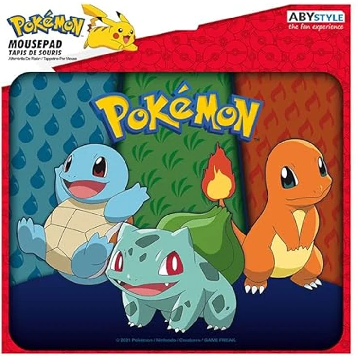 ABYSTYLE - Pokemon - Mauspad - Starters Kanto - 100% offiziell, Gewebter Stoff, rutschfeste Unterseite, 23,5 x 19,5 cm, blau – Bild 2