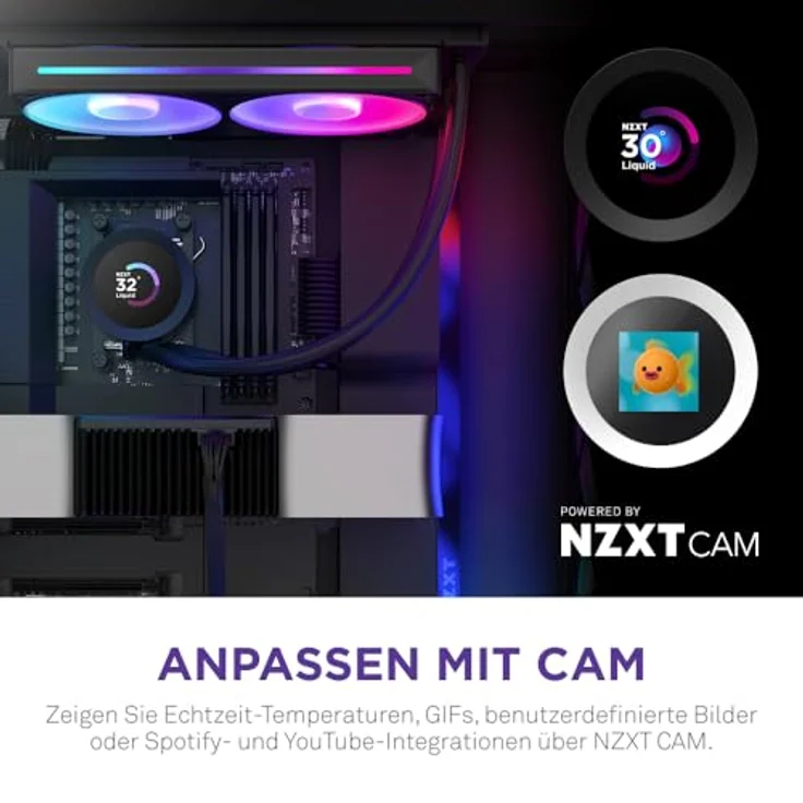 NZXT Kraken Plus RGB 240, CPU Wasserkühler mit zwei 120 mm Lüftern und anpassbarer RGB-Beleuchtung, schwarz – Bild 5