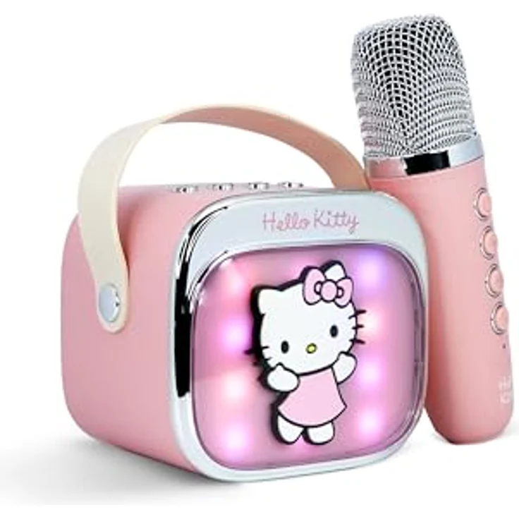 Hello Kitty Karaoke-Lautsprecher, Bluetooth-Lautsprecher mit Pop-Mikrofon-LED für Kinder, rosa – Bild 1