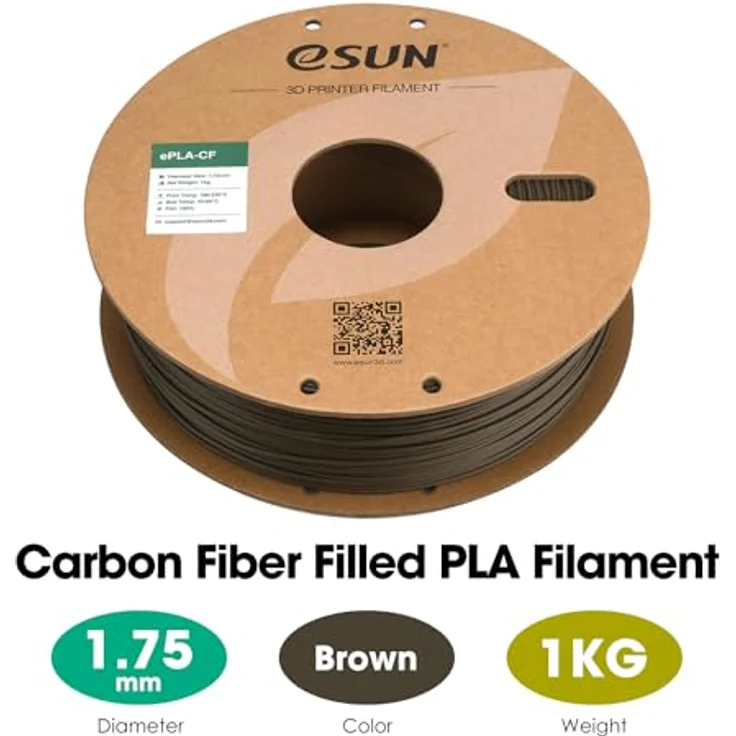 eSUN PLA-CF Kohlefaser Gefüllt Filament 1.75mm mit hoher Maßgenauigkeit, 1KG Spule, Gelb Braun, für FDM 3D Drucker – Bild 2