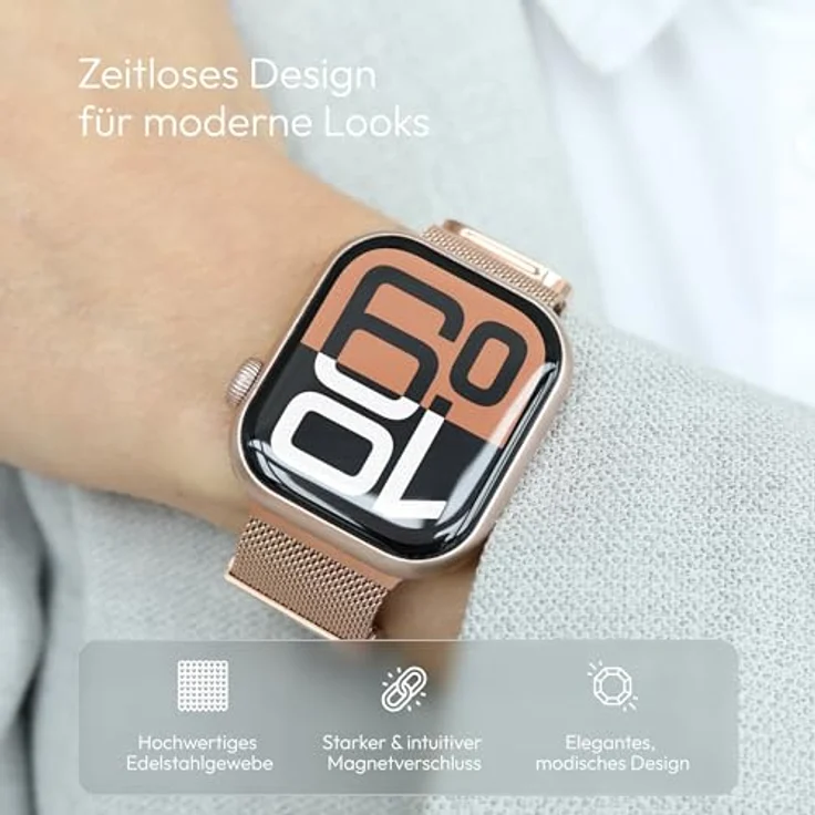 Vonmählen Milanese Loop 2 Armband für Apple Watch 44 | 45 | 46 | 49 mm, Roségold, versandkostenfrei – Bild 2