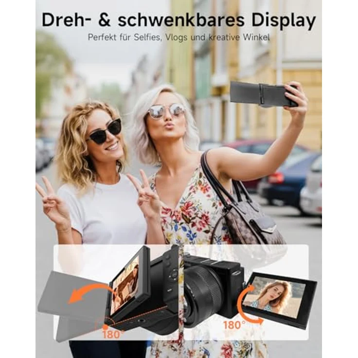 Rollei Compactline 10x, 64 MP Digitalkamera mit 4K und Flip Screen – Bild 2