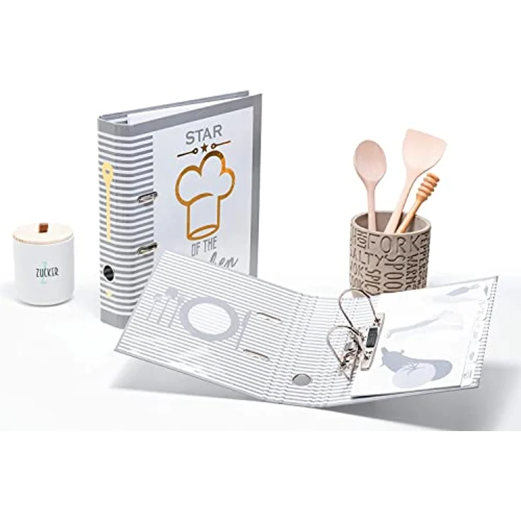 HERMA Aktenordner A4 Karton Kitchen 2022, bedruckter Ringbuchordner mit Goldfolienveredelung und Innentasche, 70 mm Rückenbreite, ohne Griffloch – Bild 4