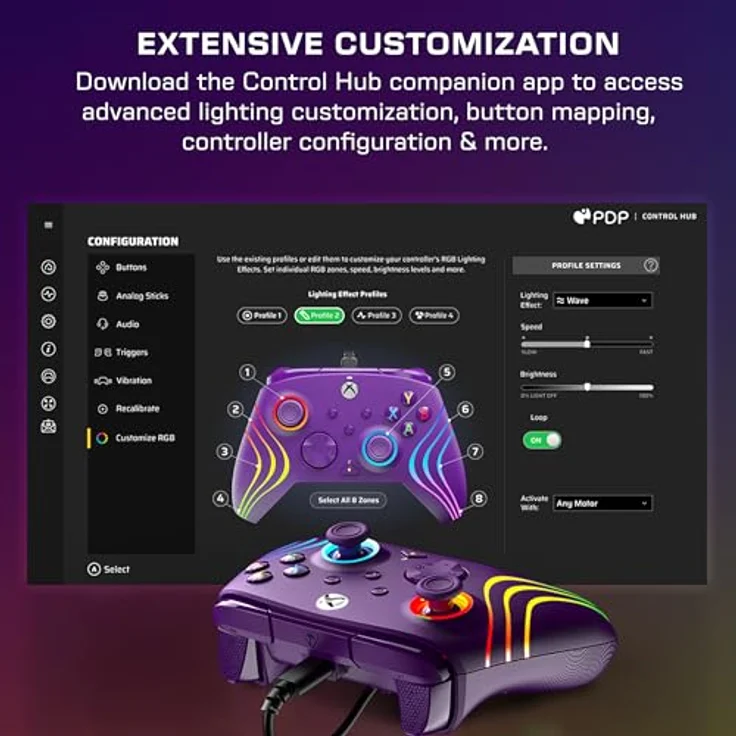 Turtle Beach Afterglow Wave Wired Controller · XB · Violett, Gaming Controller für Xbox Series X/S, Xbox One S und PC mit RGB-Beleuchtung, programmierbaren Tasten und ergonomischem Design – Bild 6