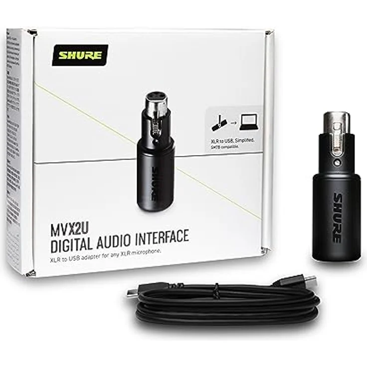 Shure MVX2U, XLR-auf-USB-Digitalinterface mit 60dB Vorverstärker, Zero-Latency Monitoring, 48V Phantomspeisung, Kopfhörerbuchse, USB-C Kabel – Bild 3