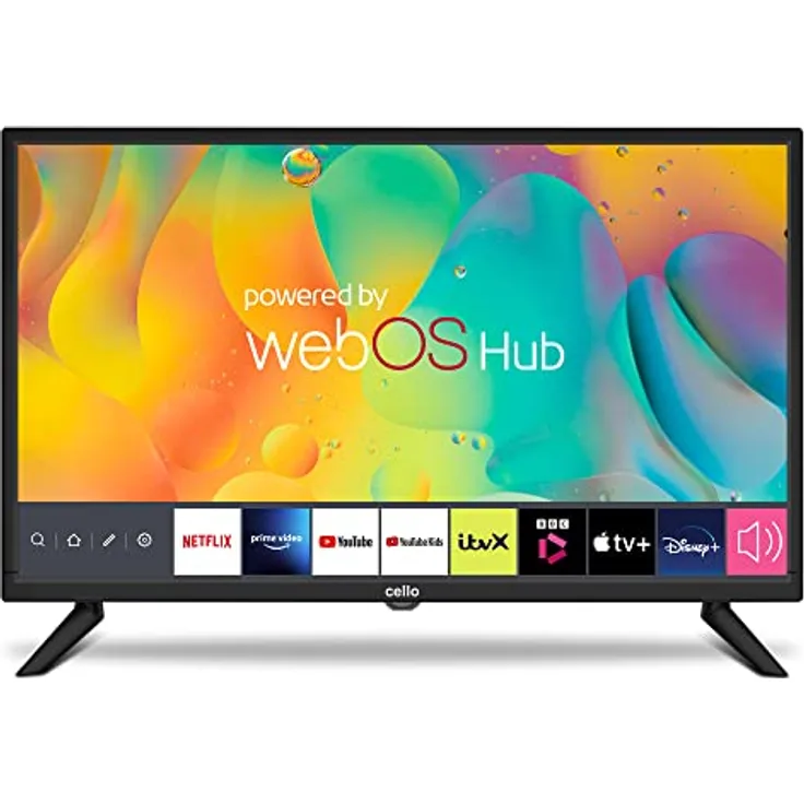 Cello 24 Zoll Smart Camping Reise TV 12-Volt TV Triple Tuner Bluetooth. Disney+ Netflix, Apple TV+ Prime Video Paramount+ Caravans HGVS Boote Modell 2023